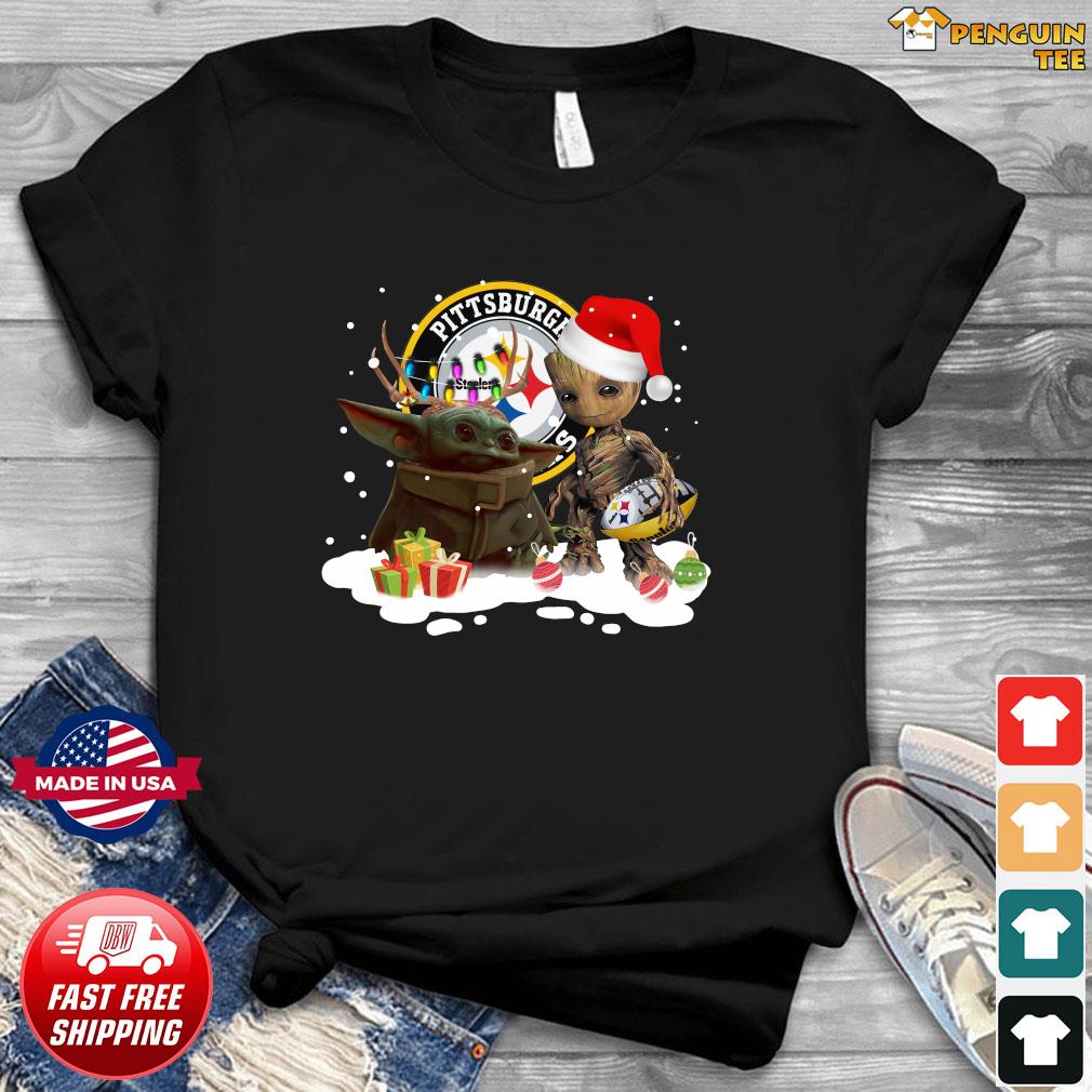 Baby Yoda Santa hat Pittsburgh Steelers Christmas shirt, hoodie, sweater,  long sleeve and tank top