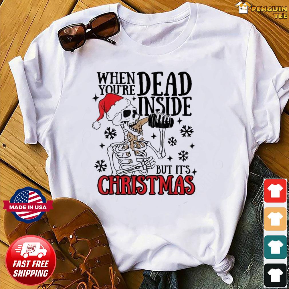 Dabbing Skeleton With Santa Hat In Snow Xmas Unisex Tee Happy Holiday Best Shirt Merry Christmas Funny Skeleton Santa Cool Humor T-Shirt