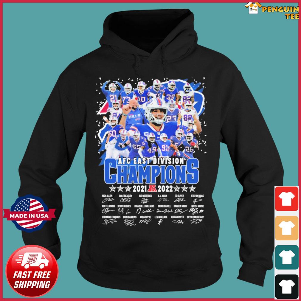 Buffalo Bills AFC East Division Champions 2021-2022 players signatures shirt,  hoodie, sweater, long sleeve and tank top