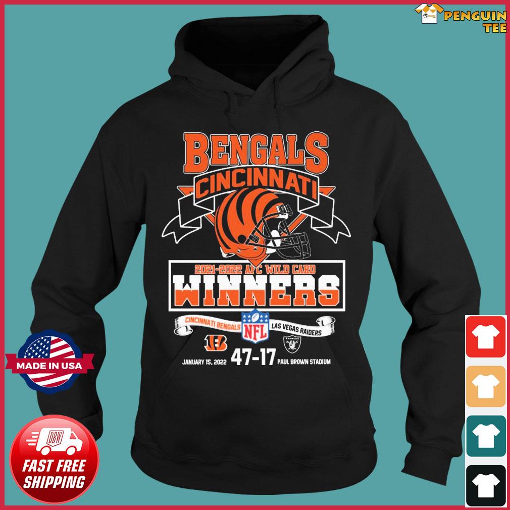 Bengals Cincinaati 2021-2022 AFC Wild Card Winners Bengals vs Raiders shirt,  hoodie, sweater, long sleeve and tank top